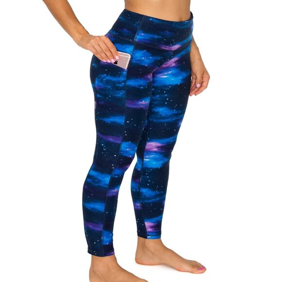 Women's Premium Detail Active Full-Length Leggings w/Pockets Galaxy Print S-XL - Picture 2 of 4